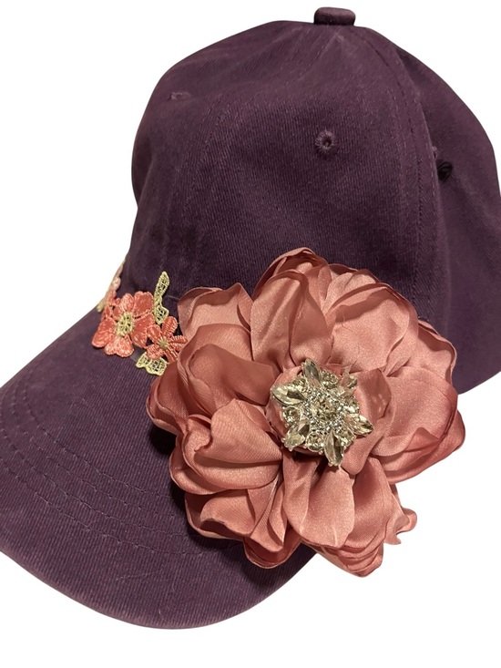 JAM Designs  Plum Baseball Cap with Rose Applique and Flower JAM- main image 4